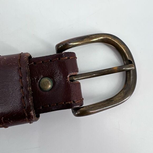 Vintage Women's Real Leather Stitch Point Adjustable Buckle Belt Brown One Size - Picture 5 of 10